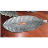 Image 2 : Qty 3 Misc. Leaf Wood Trays (Various Designs) - Blue/Green Colorwash