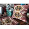 Image 1 : 4 Textured Kilim Jute Pillows (standard size) White on Red, Blk Border (removable/washable covers)