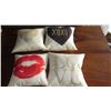 Image 1 : Qty 4 Decorative Pillows: LOVE, Heart Shape, XOXO Hot Lips (Valentine's Pack)