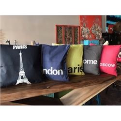 Qty 5 Pillows: Cities Paris, London, Rome, Moscow - Standard Size (just added 1/30/16 10:13pm)