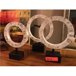 Set of 3 Decorative White Mother of Pearl Rings - Staggered sizes 7.5" dia to 10" dia