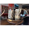 Image 2 : 2 Woven Backpack Baskets, 1 Round Woven Basket