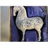 Image 2 : Pair: Tibetan Horse Figure on Black Platform Base - Approx. 15" Tall (one has broken leg)