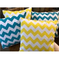 Qty 4 Decorative Pillows: Geometric Zig Zag (Turquoise & Yellow-2pairs) just added 1/30/17 11:19pm
