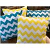 Image 1 : Qty 4 Decorative Pillows: Geometric Zig Zag (Turquoise & Yellow-2pairs) just added 1/30/17 11:19pm