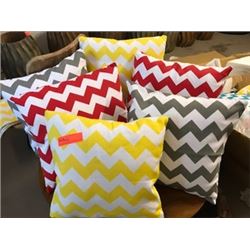 Qty 6 Decorative Pillows: Geometric Zig Zag (Red, Yellow & Gray - 3 pairs) just added 1/30/17 11:21p