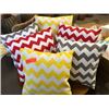Image 1 : Qty 6 Decorative Pillows: Geometric Zig Zag (Red, Yellow & Gray - 3 pairs) just added 1/30/17 11:21p