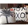 Image 2 : 4 Decorative Pillows: Black on Neutral Palm Tree, XOXO, Brushstroke, Mini Cross (added 1/31 9:30 pm)