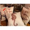 Image 2 : 6 Decorative Pillows: Seashells, Seahorses on Neutral Ground (just added 1/31/17 9:51pm)