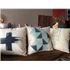 Image 2 : Qty 4 Decorative Pillows: Geometric Blue, Brushstroke, Geometric Green, My Cup 'o Tea (just added)