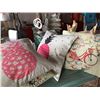 Image 2 : 6 Pillows: Pink Pineapples and Whimsical Bikes (3 pairs) - just added to auction 2/1/17 5:38pm