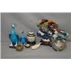 Image 1 : Selection of Asian collectibles including two majolica ducks including 8 1/2" tall with teal and aub