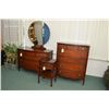 Image 1 : Three piece mahogany Regency style bedroom suite including mirrored dresser, five drawer highboy and