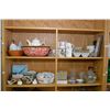 Image 1 : Two shelf lots of collectibles including German turtle motif demitasses and saucers, Oriental vase,
