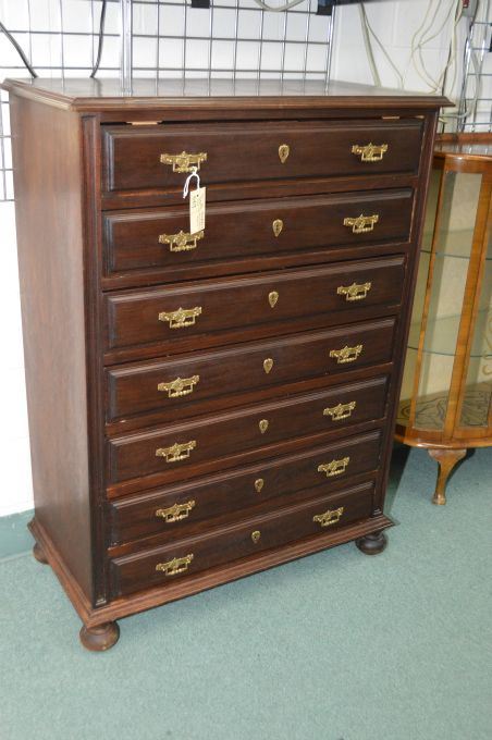 Seven Drawer Antique Mahogany Highboy With Original Pulls