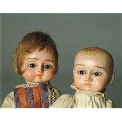 PAIR OF FRENCH WOOD TOUT EN BOIS BABIES