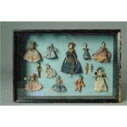 SHADOW BOX DISPLAY OF EARLY WOODENS