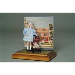 4" GIRL WITH DOLL AND STROLLER BY EUNICE TUTTLE