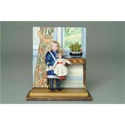 4-1/2" JOINTED GIRL WITH DOLL BY EUNICE TUTTLE