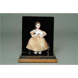 4-1/2" JOINTED BISQUE GIRL WITH CAT BY EUNICE TUTTLE