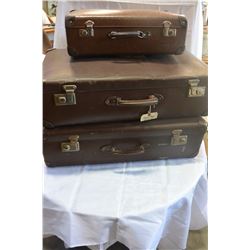 THREE ANTIQUE SUITCASES FROM 1954 ETC