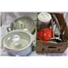 Image 1 : AS NEW CROCK POT AND BOX OF KITCHEN WARE