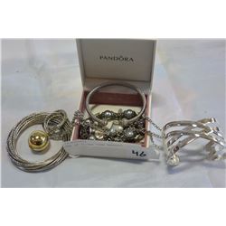 LOT OF SILVER TONE BANGLES