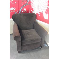 BROWN VELOUR ARMCHAIR