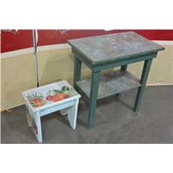 FRUIT INSPIRED PAINTED STOOL AND 2-TIER TABLE