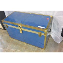 LARGE BLUE/BRASS TRUNK