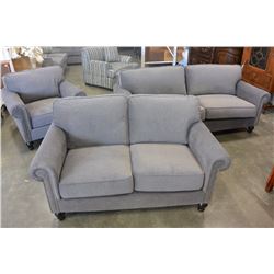 BRAND NEW 3 PIECE SOFA SET IN PLUSH GREY FABRIC