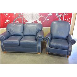 FLEXSTEEL LEATHER LOVESEAT AND CHAIR