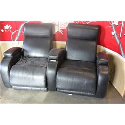 2-PIECE BLACK LEATHER THEATRE STYLE SEATING