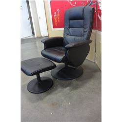 BLACK EASY CHAIR AND OTTOMAN