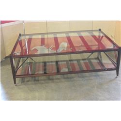 LARGE GLASS TOP DESIGNER COFFEE TABLE