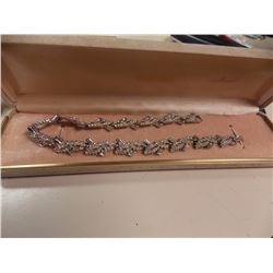 VINTAGE CHOKER-RHINESTONE AND SILVER- 12"