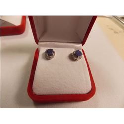 EARRINGS - NEW BLUE SAPPHIRE & DIAMOND IN STERLING SILVER FILIGREE SETTING - APPROX. RETAIL $325