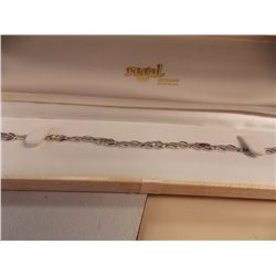 BRACELET - 6 OVAL FACETTED MULTI GEMSTONES & DIAMOND IN STERLING SILVER SETTING - RETAIL ESTIMATE $4