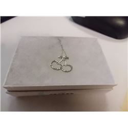 NECKLACE - DIAMONDS IN STERLING SILVER CHERRY DESIGN - RETAIL ESTIMATE $225