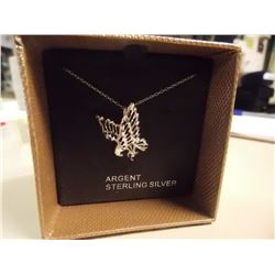 NECKLACE - STERLING SILVER DIAMOND CUT EAGLE PENDANT WITH STERLING SILVER CHAIN - RETAIL ESTIMATE $2