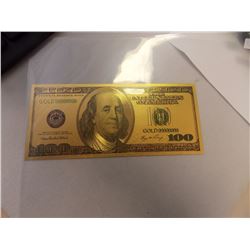 GOLD FOIL BILL - USA $100 - .9999 GOLD - not legal tender