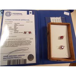 EARRINGS - NEW 1.5 TCW OVAL FACET RUBIES & DIAMONDS IN STERLING SILVER SETTING - POST & BUTTERFLY  -