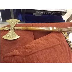 CRIFFON MEDIEVAL BRASS & WOOD PRESENTATION AXE - 20" TALL