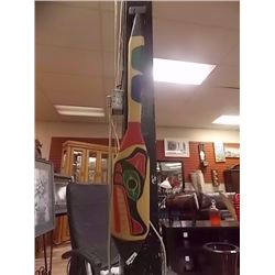 HAIDA CARVED PADDLE - WOLF - 42" LONG - LAURENCE ANDREWS