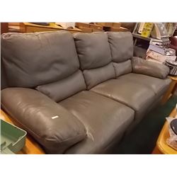 GREY BONDED LEATHER DOUBLE RECLINING SOFA