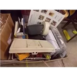 LOT -ASSORTED TOOLS, AIR BAG, TOOL BOX, STEEL RODS AND MORE