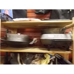 SHELF OF ELECTRIC FRYPAN & POTS