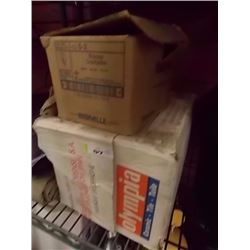 BOX NEW CERAMIC TILES - 8" X 10" & BOX OF FENCING STAPLES