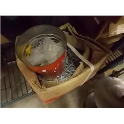 BOX AND TIN OF ASSORTED NAILS