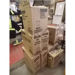 CASES OF PLASTIC CUPS AND LIDS = ALL ONE MONEY